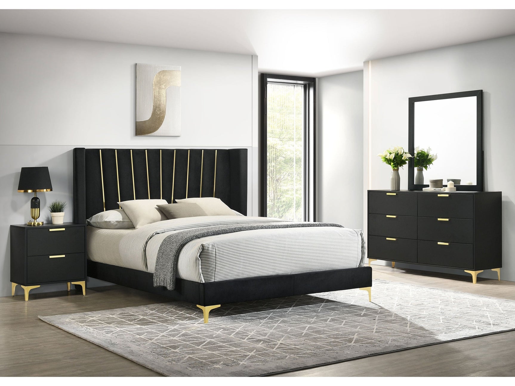 Kendall Black 4-piece Eastern King Bedroom Set - Ornate Home