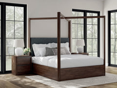 Kendamor Dark Brown California King Canopy Bed - Ornate Home
