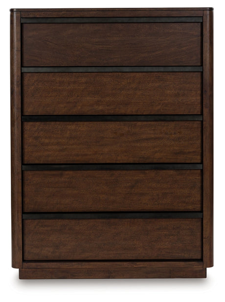 Kendamor Dark Brown Chest of Drawers - Ornate Home