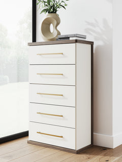 Kendanport Brown/White Five Drawer Chest - Ornate Home