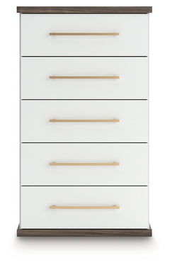 Kendanport Brown/White Five Drawer Chest - Ornate Home