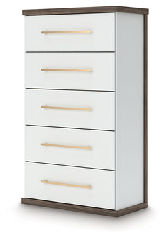 Kendanport Brown/White Five Drawer Chest - Ornate Home