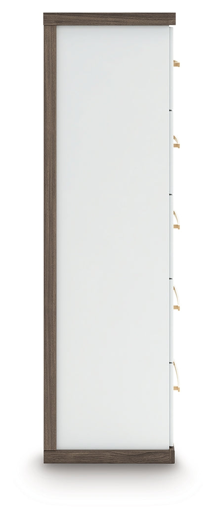 Kendanport Brown/White Five Drawer Chest - Ornate Home