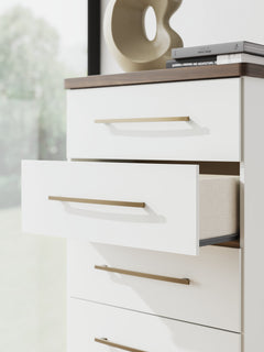 Kendanport Brown/White Five Drawer Chest - Ornate Home