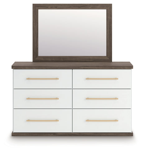 Kendanport Brown/White King Platform Bed, Dresser, Mirror and Nightstand - Ornate Home