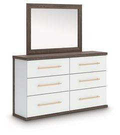 Kendanport Brown/White King Platform Bed, Dresser, Mirror and Nightstand - Ornate Home
