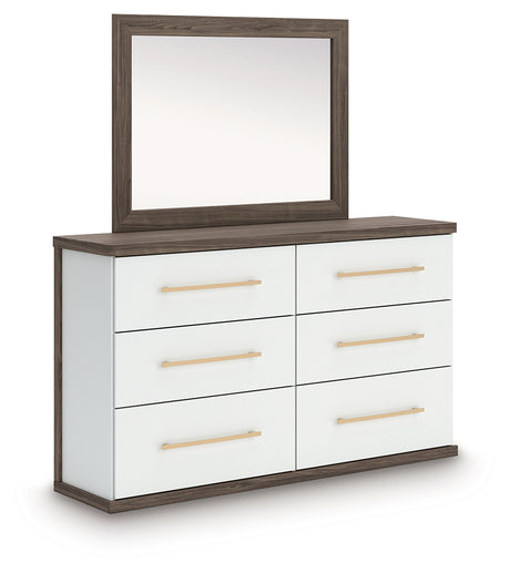 Kendanport Brown/White King Platform Bed, Dresser, Mirror and Nightstand - Ornate Home