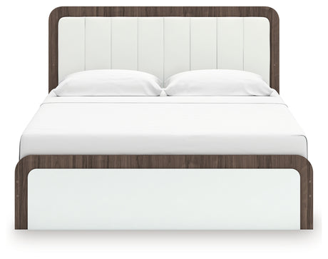 Kendanport Brown/White King Platform Bed, Dresser, Mirror and Nightstand - Ornate Home