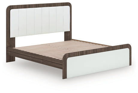 Kendanport Brown/White King Platform Bed, Dresser, Mirror and Nightstand - Ornate Home