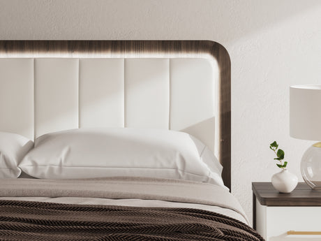 Kendanport Brown/White King Platform Bed, Dresser, Mirror and Nightstand - Ornate Home