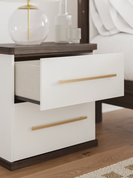 Kendanport Brown/White King Platform Bed, Dresser, Mirror and Nightstand - Ornate Home
