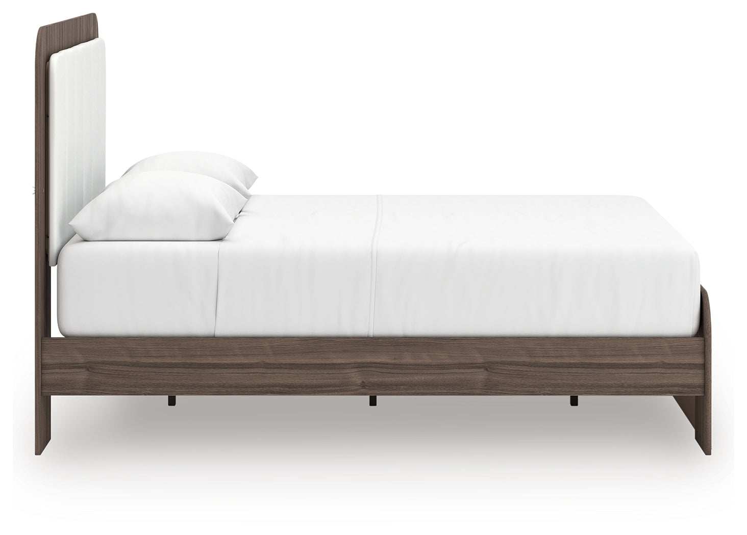 Kendanport Brown/White Queen Upholstered Platform Bed, Dresser and Mirror - Ornate Home