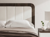 Kendanport Brown/White Queen Upholstered Platform Bed, Dresser and Mirror - Ornate Home