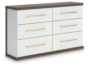 Kendanport Brown/White Six Drawer Dresser - Ornate Home