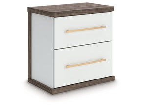 Kendanport Brown/White Two Drawer Night Stand - Ornate Home