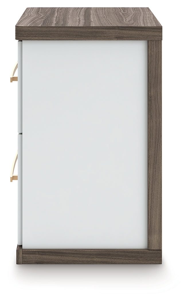 Kendanport White/Brown King Upholstered Bed, Dresser and Nightstand (Online Special Price) - Ornate Home