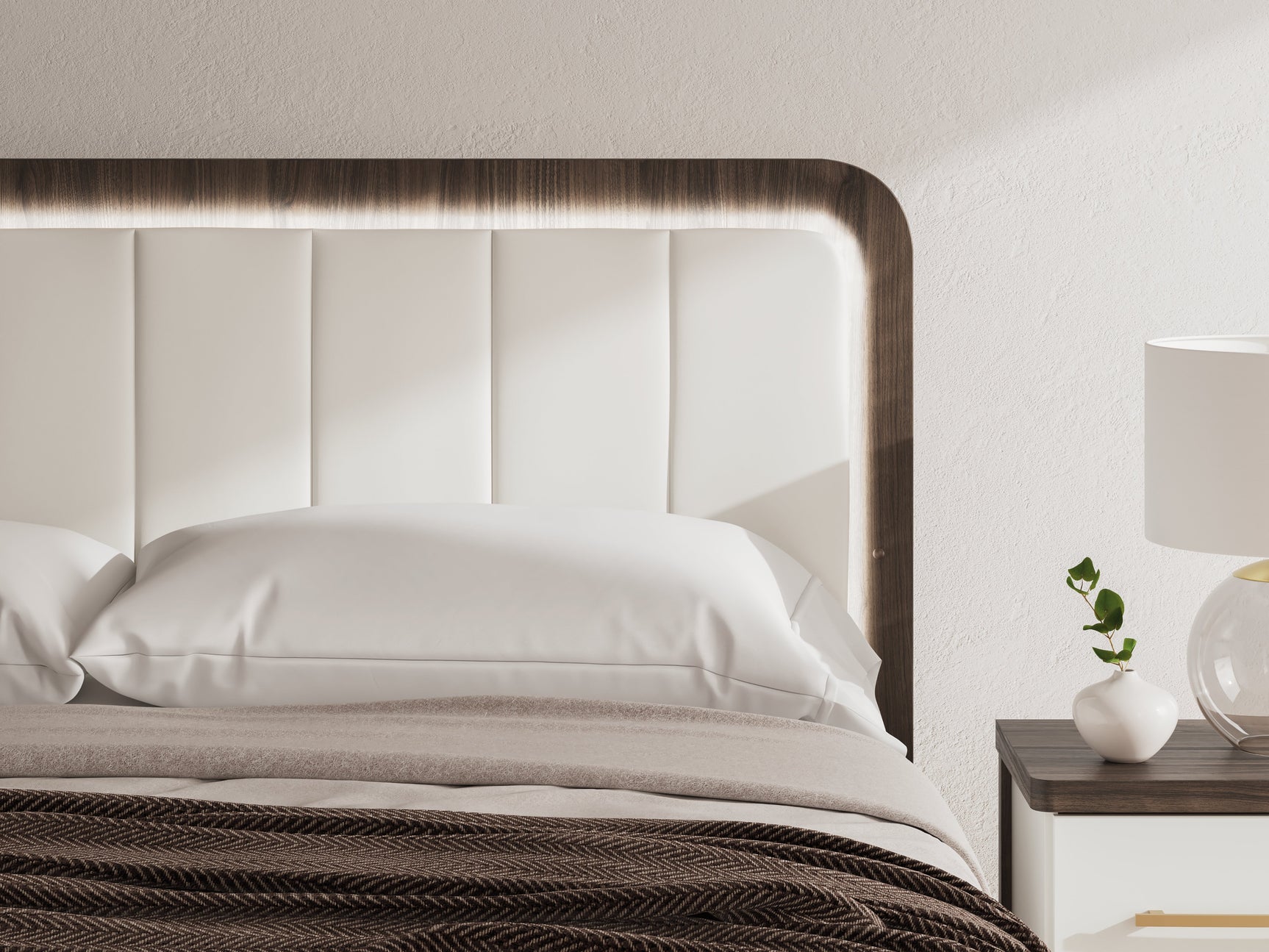 Kendanport White/Brown King Upholstered Bed, Dresser and Nightstand (Online Special Price) - Ornate Home