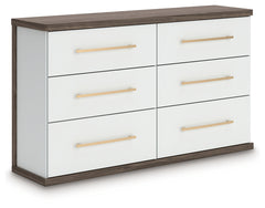 Kendanport White/Brown King Upholstered Bed, Dresser and Nightstand - Ornate Home