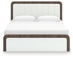 Kendanport White/Brown King Upholstered Bed, Dresser and Nightstand - Ornate Home
