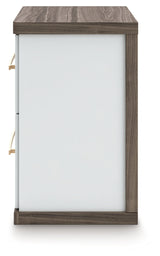 Kendanport White/Brown Queen Upholstered Bed, Dresser, Mirror and Nightstand (Online Special Price) - Ornate Home