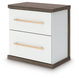 Kendanport White/Brown Queen Upholstered Bed, Dresser, Mirror and Nightstand (Online Special Price) - Ornate Home