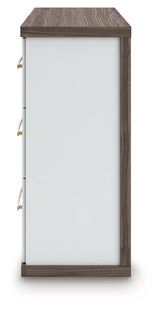 Kendanport White/Brown Queen Upholstered Bed, Dresser and Nightstand (Online Special Price) - Ornate Home