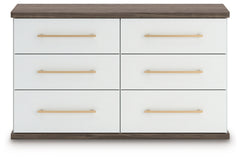 Kendanport White/Brown Queen Upholstered Bed, Dresser and Nightstand - Ornate Home
