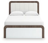Kendanport White/Brown Queen Upholstered Bed (Online Special Price) - Ornate Home
