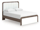 Kendanport White/Brown Queen Upholstered Bed - Ornate Home