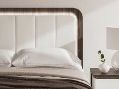 Kendanport White/Brown Queen Upholstered Bed - Ornate Home