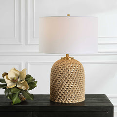 Kendari Brown/Woodtone Rope & Rattan Table Lamp - Ornate Home