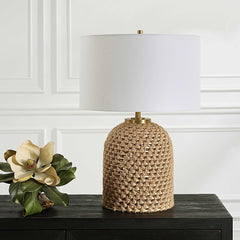 Kendari Brown/Woodtone Rope & Rattan Table Lamp - Ornate Home