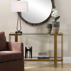 Kendrick Gold Glass Console Table - Ornate Home