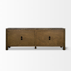 Kendrix Dark Brown/Cappuccino Oak Wood Marble 4 Door Closed Sideboard