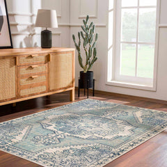 Kenmare Blue Medallion Rug - Clearance - Ornate Home