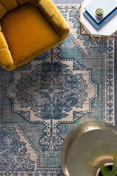 Kenmare Blue Medallion Rug - Clearance - Ornate Home