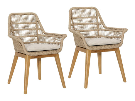 Kenna Natural/Ivory Outdoor Dining Chair (Set of 2) - Ornate Home
