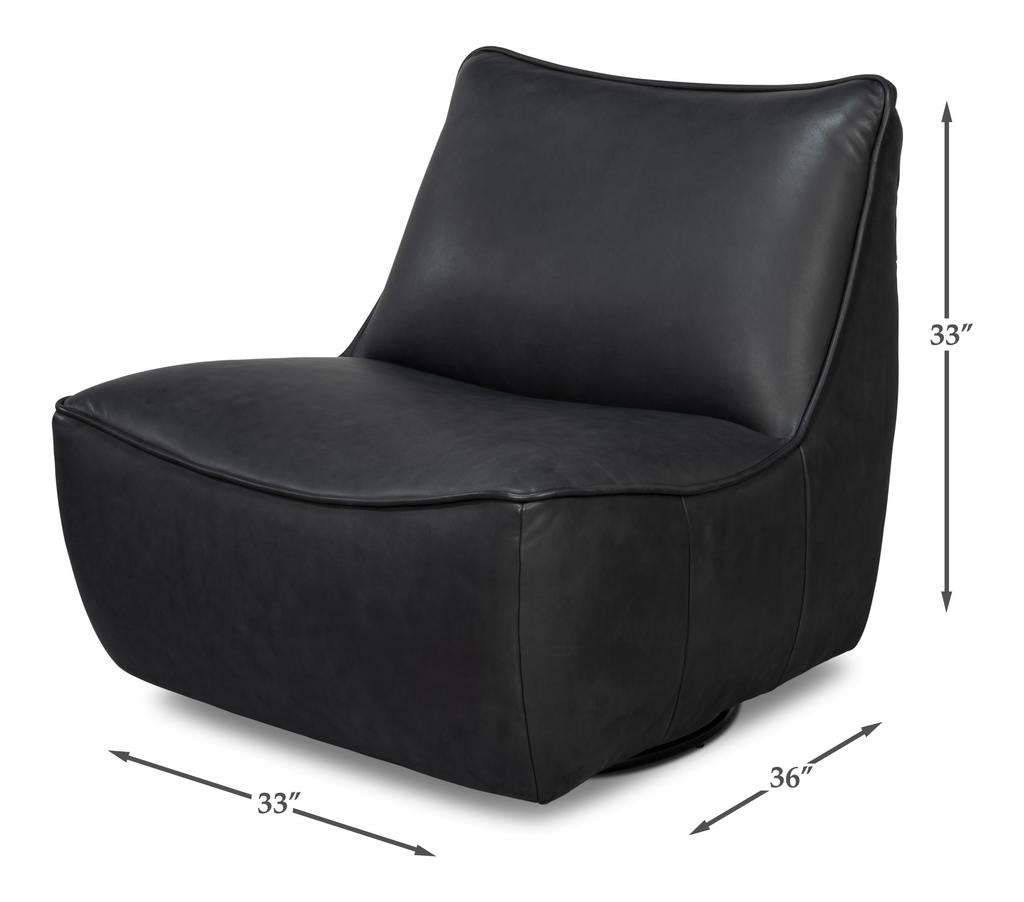 Kennett Black Swivel Chair - Ornate Home