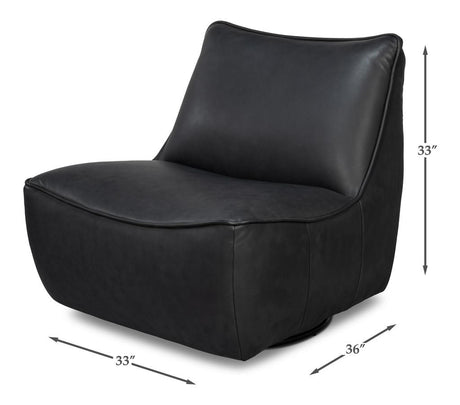 Kennett Black Swivel Chair - Ornate Home