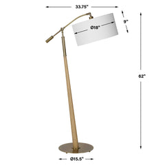 Kennett Brass/Brown/Woodtone Wooden Floor Lamp - Ornate Home