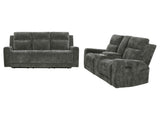Kennett Dark Grey 2-piece Chenille Power Reclining Sofa Set - Ornate Home