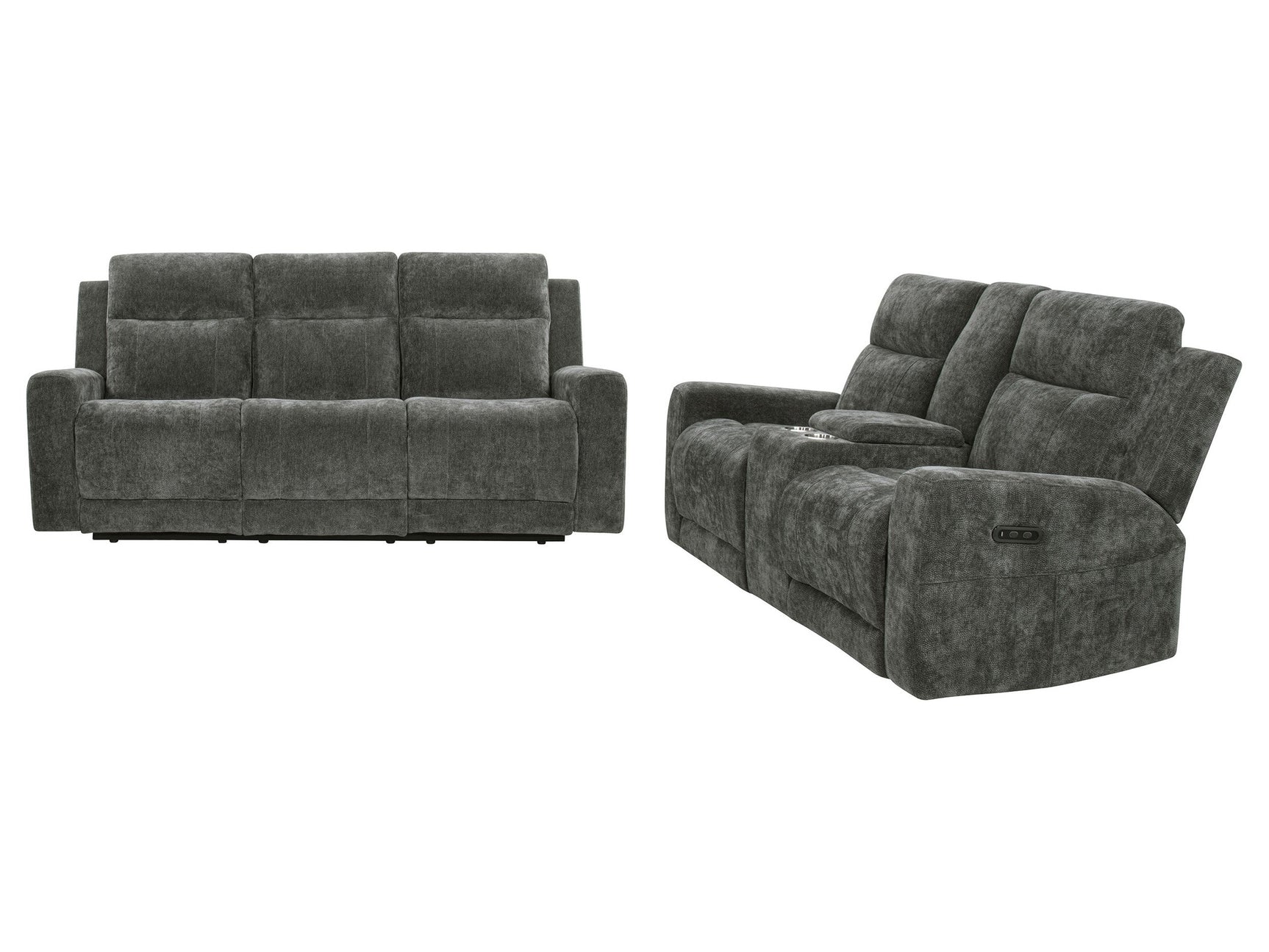 Kennett Dark Grey 2-piece Chenille Power Reclining Sofa Set - Ornate Home