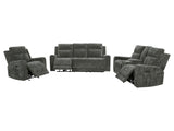 Kennett Dark Grey 3-piece Chenille Power Reclining Sofa Set - Ornate Home