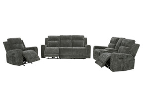 Kennett Dark Grey 3-piece Chenille Power Reclining Sofa Set - Ornate Home