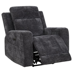 Kennett Dark Grey Chenille Upholstered Power Recliner Chair - Ornate Home