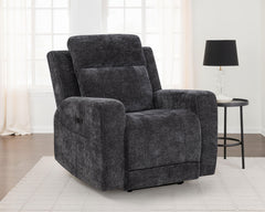 Kennett Dark Grey Chenille Upholstered Power Recliner Chair - Ornate Home