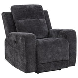Kennett Dark Grey Chenille Upholstered Power Recliner Chair - Ornate Home