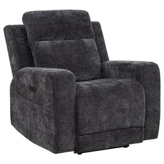 Kennett Dark Grey Chenille Upholstered Power Recliner Chair - Ornate Home