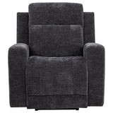 Kennett Dark Grey Chenille Upholstered Power Recliner Chair - Ornate Home