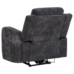Kennett Dark Grey Chenille Upholstered Power Recliner Chair - Ornate Home